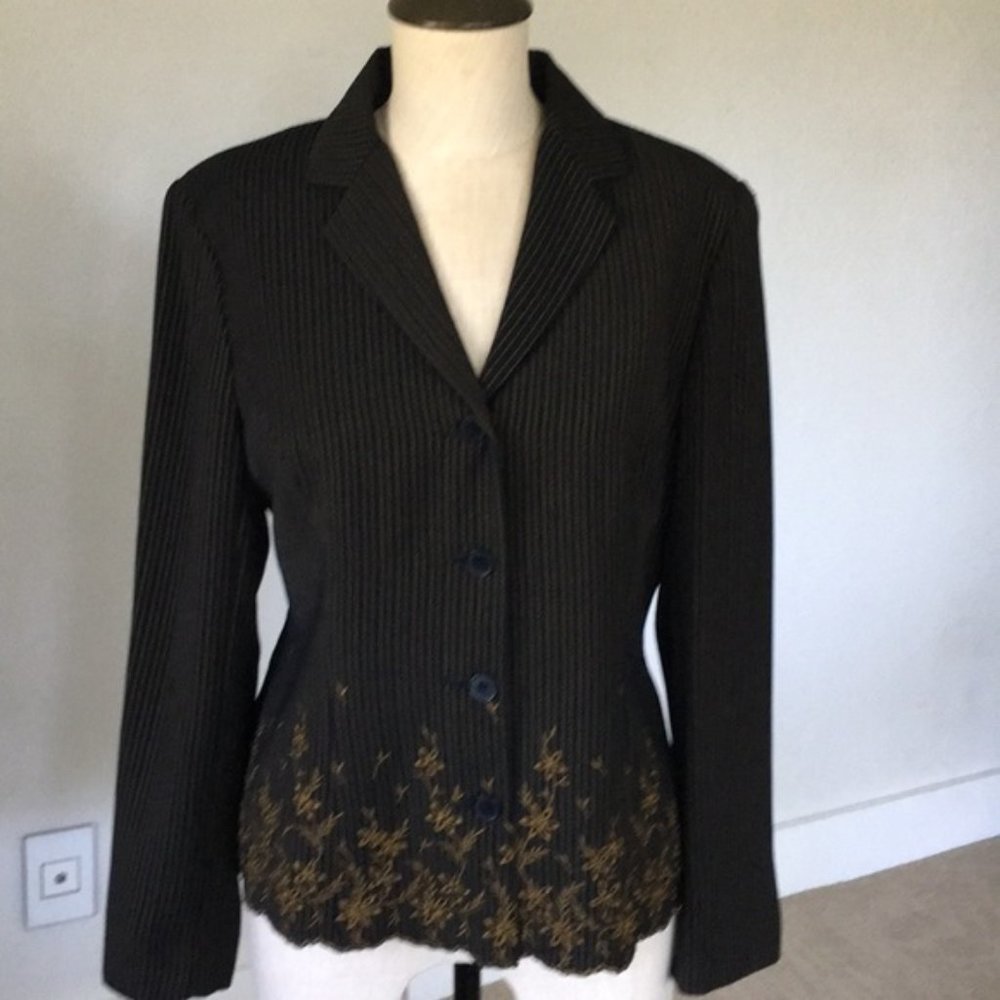 Betu black brown floral embroidered jacket - 8